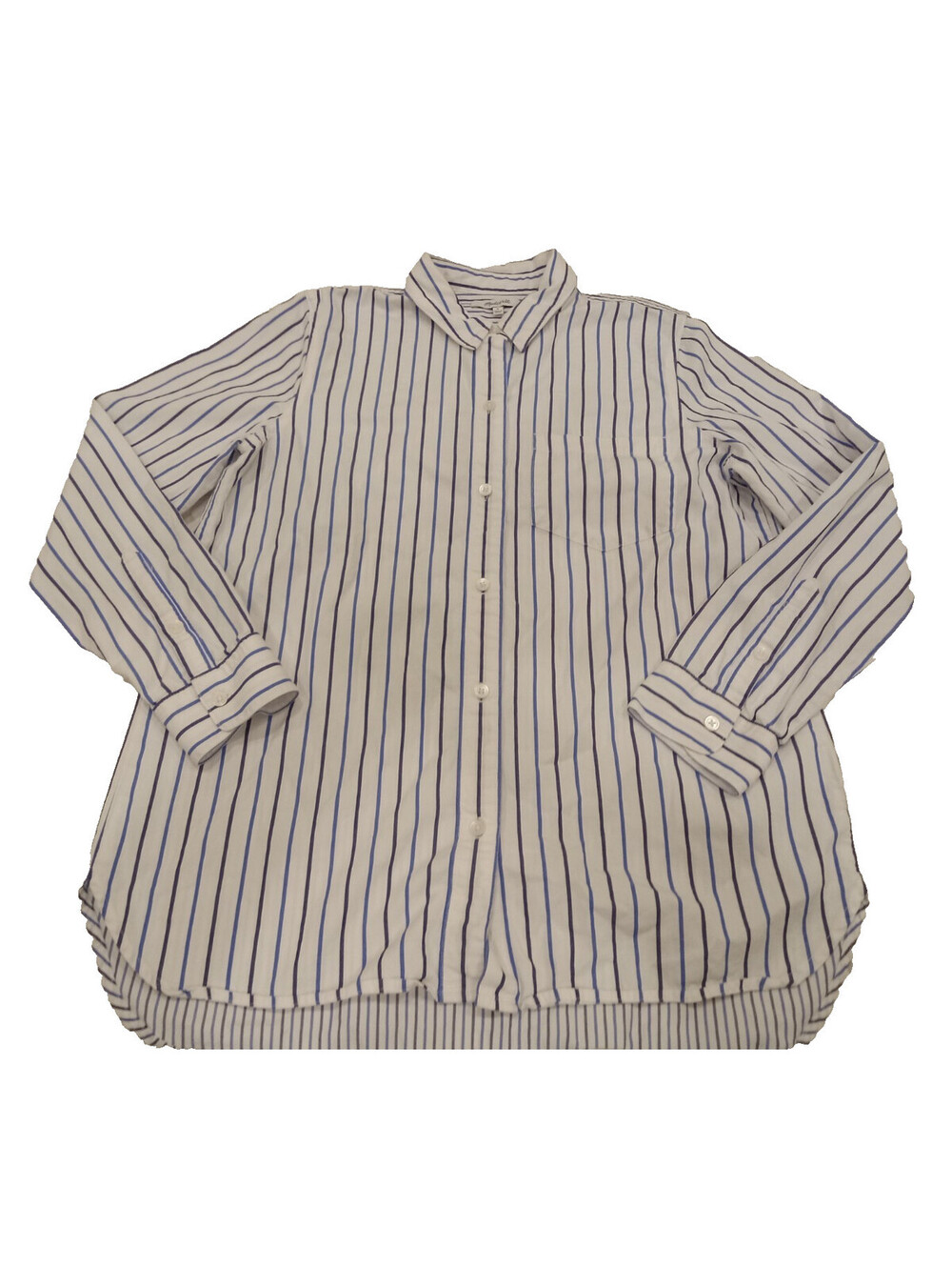 Madewell Shirt Womens Medium Blue White Vertical Stripe Long Sleeve Button Down